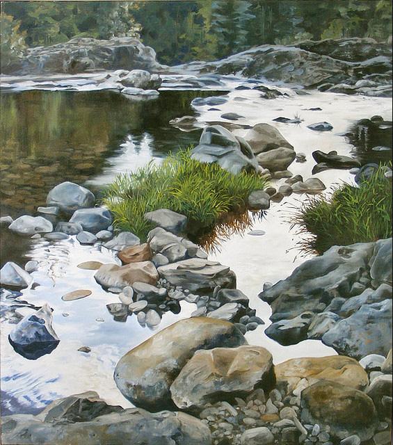 Evening above Lucia Falls, Oil on Canvas by Tom Wheeler
