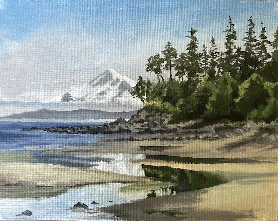 Orcas Island, north beach. Painting by Tom Wheeler
