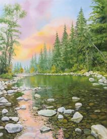 Evening on the East Fork - oil painting by Tom Wheeler