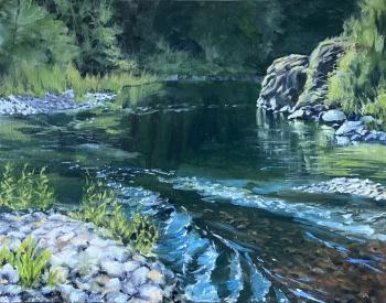 Kalama river oil painting by Tom Wheeler