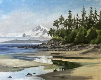 Orcas Island, north beach. Painting by Tom Wheeler