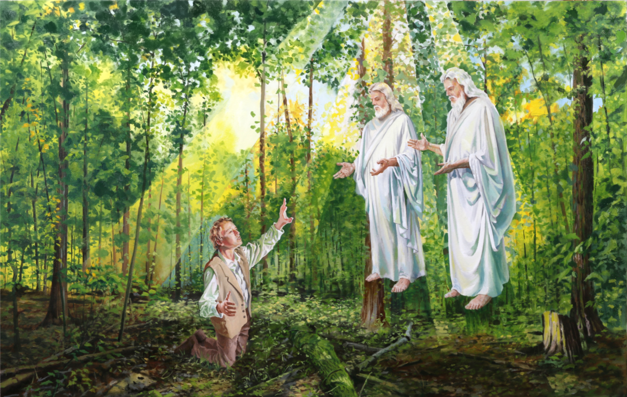 Joseph Smith's first vision, painting by Tom Wheeler