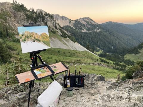 painting in the mountains