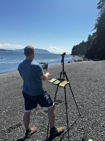 Tom Wheeler painting on Orcas Island