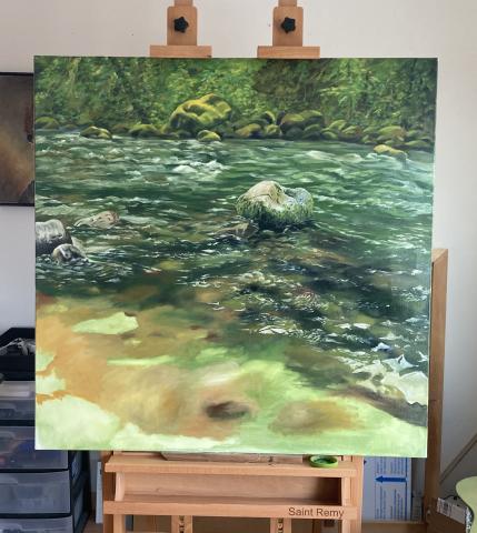 work in progress - riverbed painting