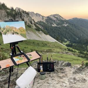 painting in the mountains