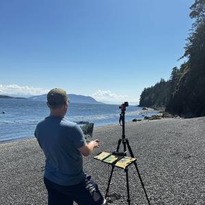 Tom Wheeler painting on Orcas Island