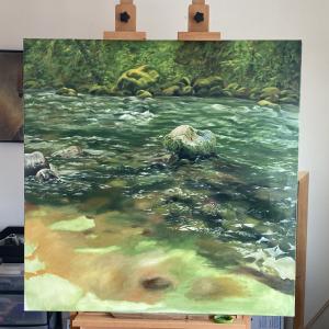 work in progress - riverbed painting